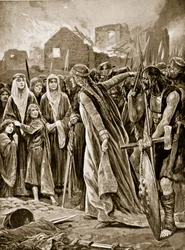 Gefangene vor Ethelfled nach dem Sturm auf Brecon, Illustration aus 